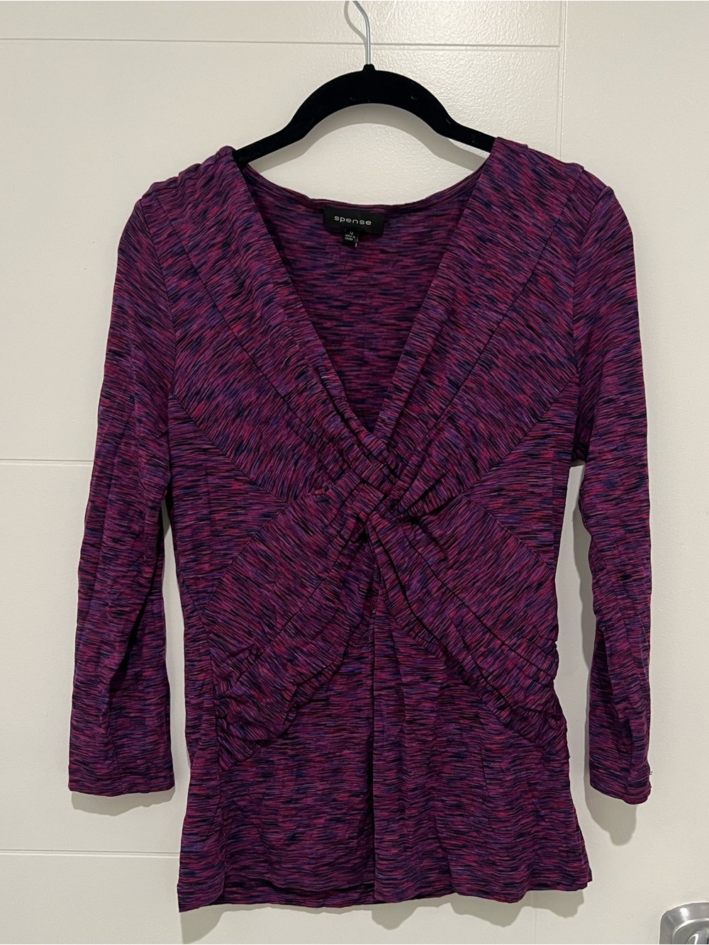 Plum Twist-Front Long Sleeve Top